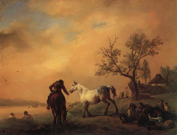 Philips Wouwerman Horses Being Watered oil painting image